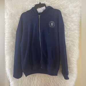 Chelsea Football Club NWT Men’s Full Zip Graphic Blue Hoodie. Size Large